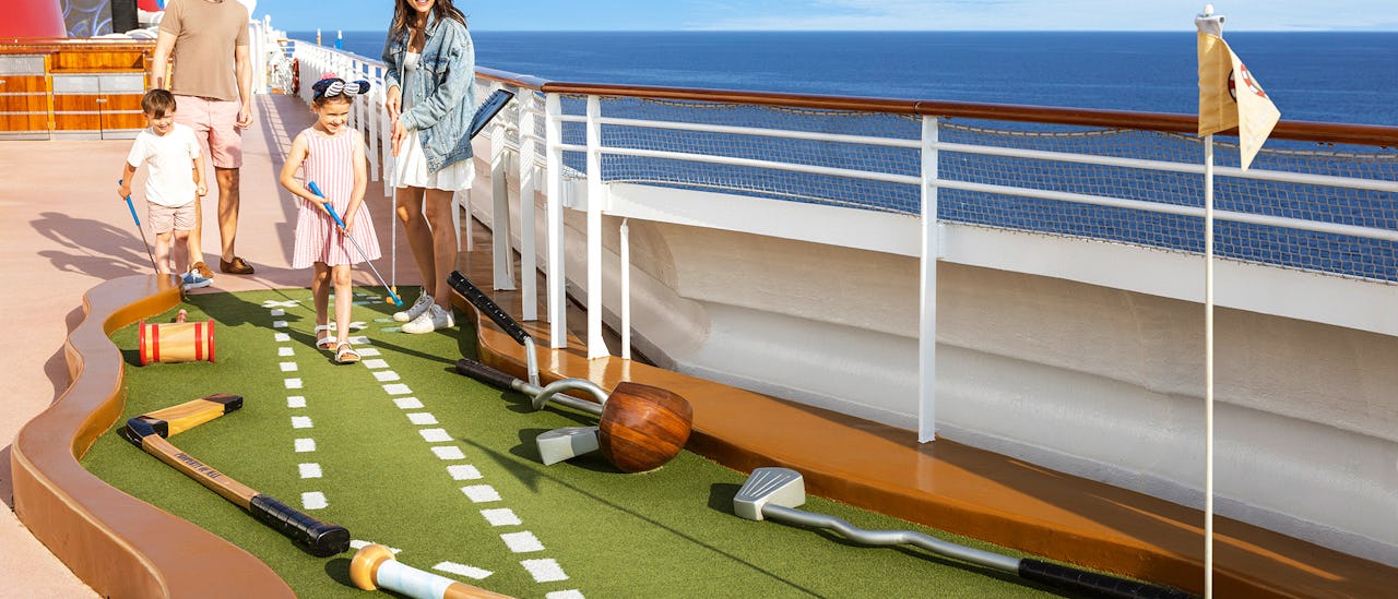 Play mini golf on Goofy's Sports Deck