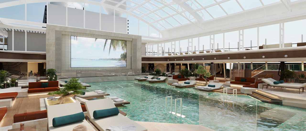 The Conservatory is the indoor pool with a retractable glass roof