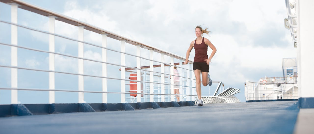 Run through warm breezes on the pool deck