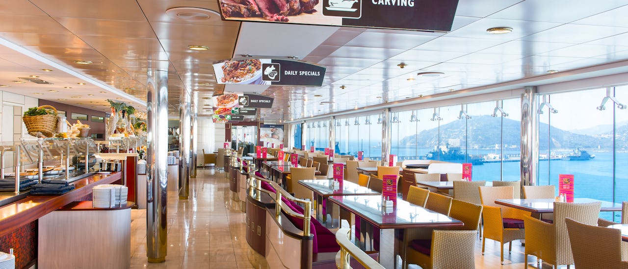 The buffet restaurant and á la carte main dining room are included