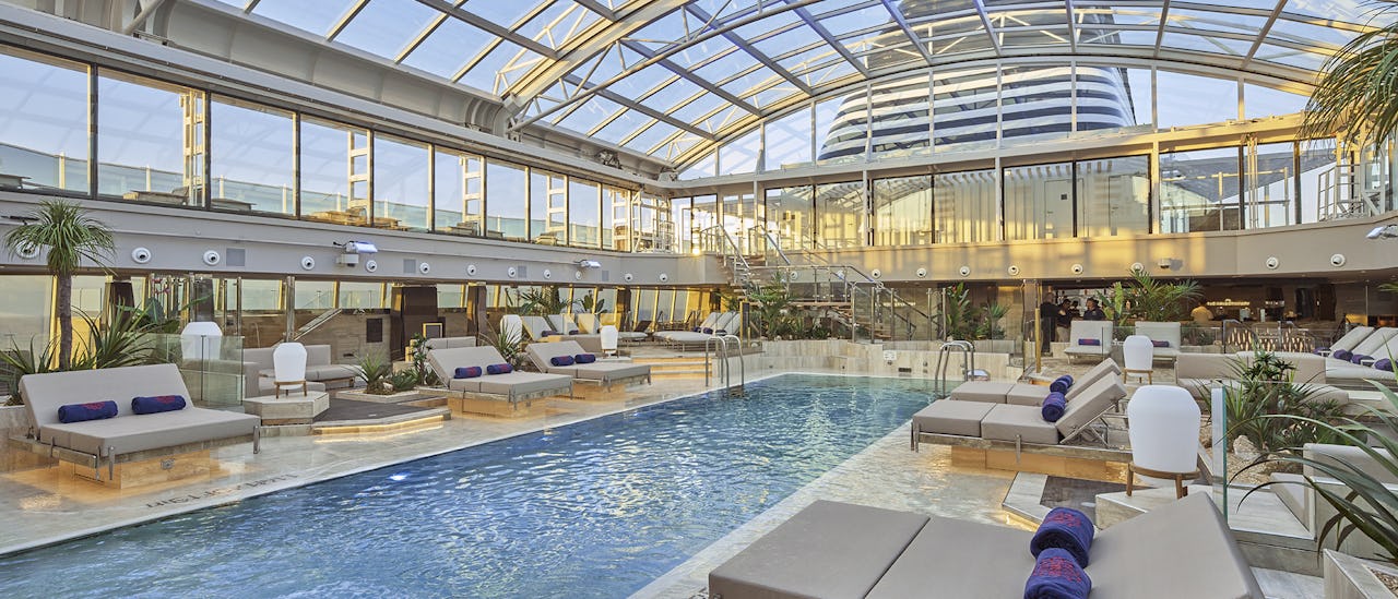 The Conservatory is the indoor pool with a retractable glass roof