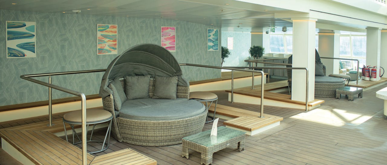 This just-for-adults sunbathing area is located at the back of the ship