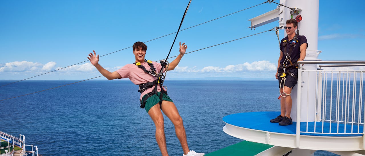 Fly the length of the ship on the zip line