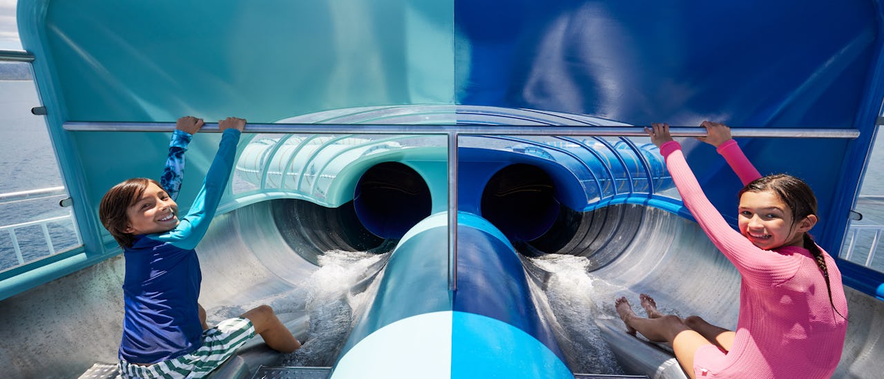 Race against the clock on the Twin Racer Waterslides!