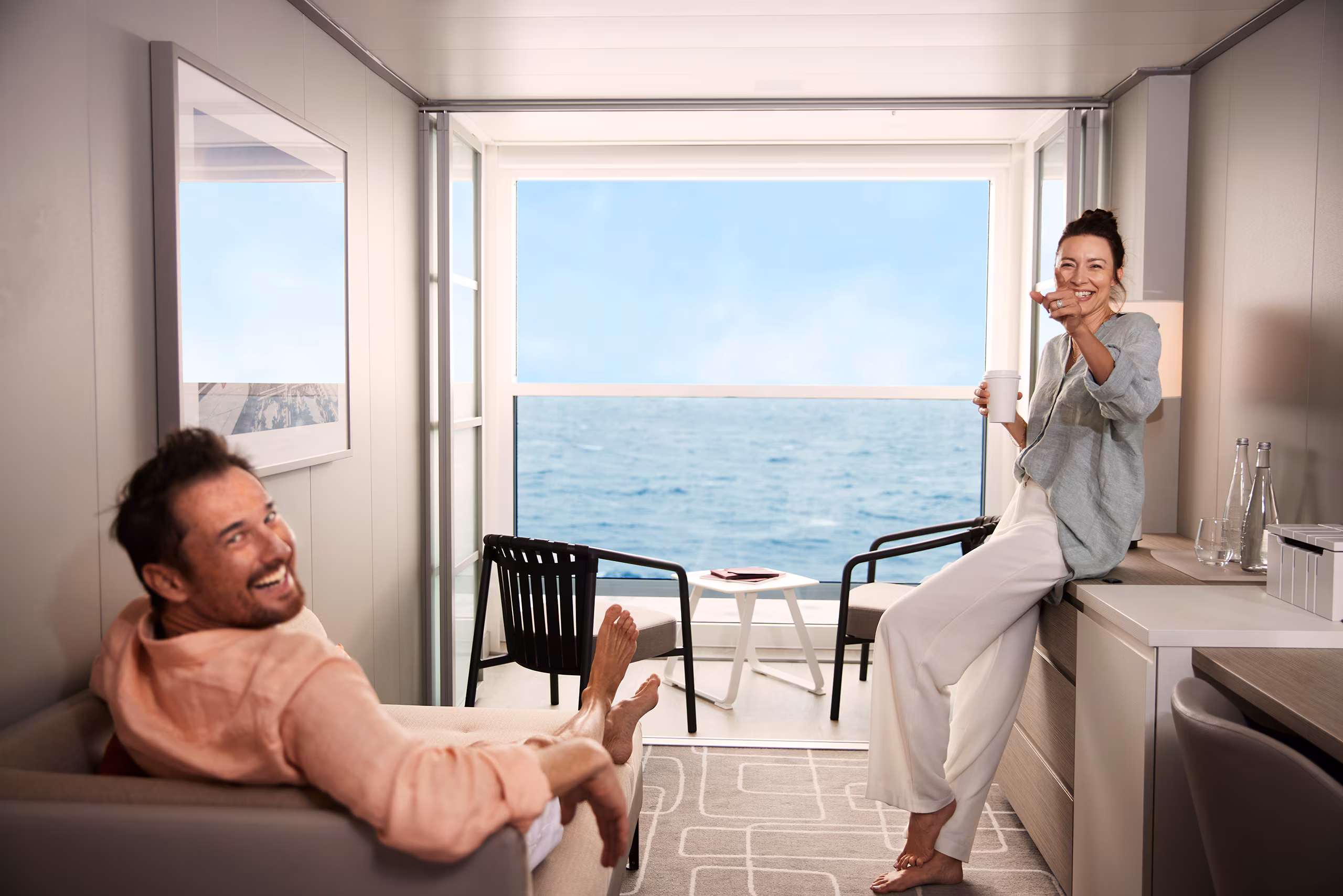 Luxury stateroom on Celebrity Cruises with ocean view